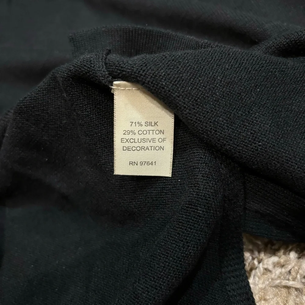 J Jill Medium Sweater Tunic Black Embroidered Silk Blend V Neck Long Sleeve - Picture 10 of 12